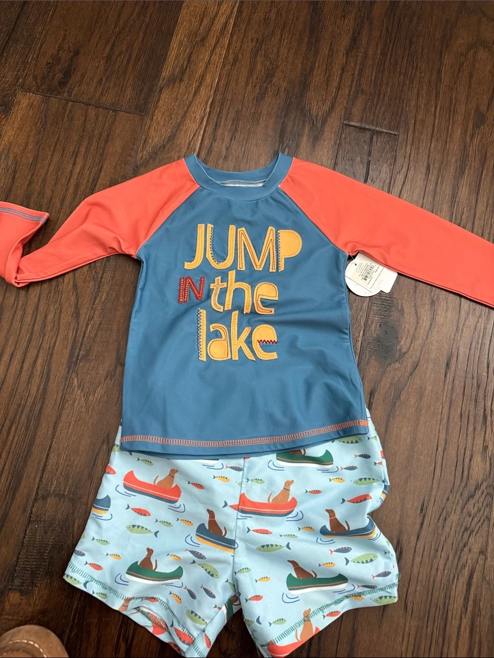 Mud Pie Kids Two-Piece Rash Guard Set - Blue & Coral